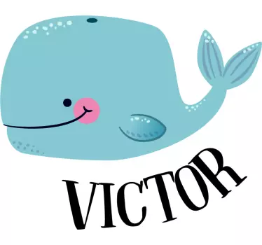 Whale with Name Customisable Wall Sticker - TenStickers