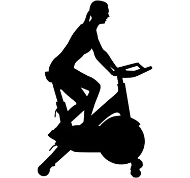 Woman on Fitness Bike Sticker - TenStickers