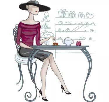 Women at cafe sticker - TenStickers