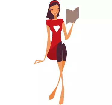 Young Lady Reading Decorative Sticker - TenStickers