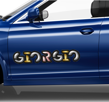 3d mockup silver gold font style  car decal - TenStickers