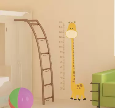 Yellow Giraffe Height Chart Kids Sticker - TenStickers