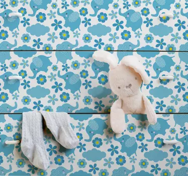 Floral Elephant Pattern vinyl sheet - TenStickers