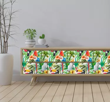 Jungle flora glass door sticker - TenStickers