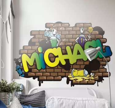 Graffiti Name brick background urban decal - TenStickers