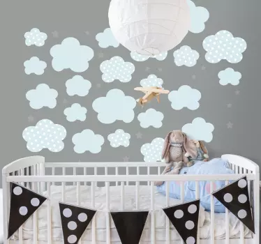 Pack of 41 Blue Clouds Kids Stickers - TenStickers