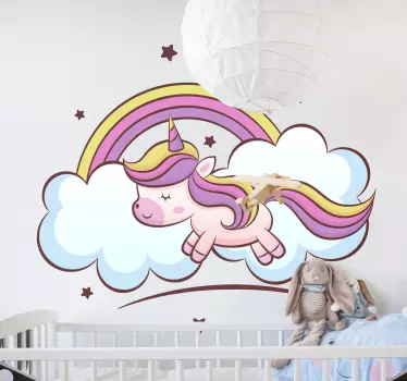 Space colour unicorn fairy tale wall decal - TenStickers