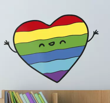 Gay pride flag heart with hands love wall sticker - TenStickers