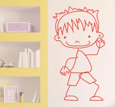 Boy Waving Decorative Sticker - TenStickers
