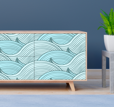 Waves pattern furniture decal - TenStickers