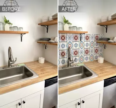 Kitchen wall sticker cement style tile - TenStickers