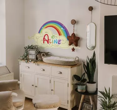 Kids Rainbow Cloud Customisable Sticker - TenStickers