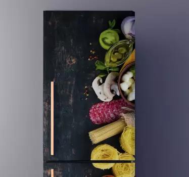 Vinyl Food on Wood fridge sticker - TenStickers