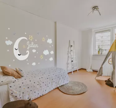 Personalised Moon and Stars Wall Sticker - TenStickers