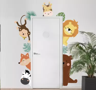 Animals at door glass sticker - TenStickers