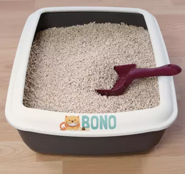 cat litter box name wall sticker - TenStickers