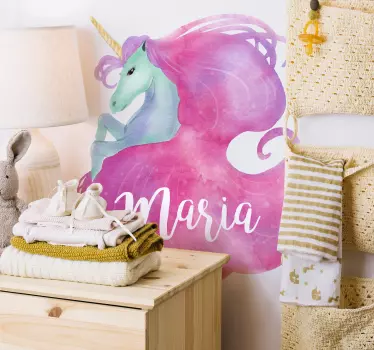 Customizable watercolor unicorn fantasy wall sticker - TenStickers
