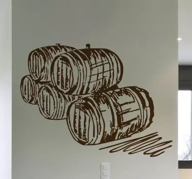 Cellar Barrels Illustration Wall Sticker - TenStickers