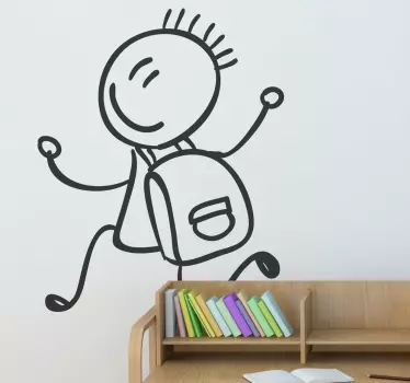 Student with School Bag Kids Sticker - TenStickers