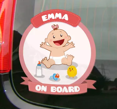 Customised name cute baby on board sticker - TenStickers