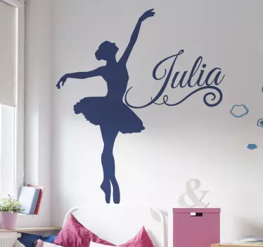 Silhoutte ballet dancer with name  dance wall sticker - TenStickers