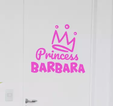 Princess crown with name glass door sticker - TenStickers