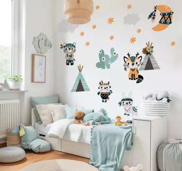 Indian style animals illustration sticker - TenStickers