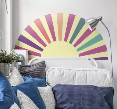 70's Geometric Sun BED decoration wall decal - TenStickers
