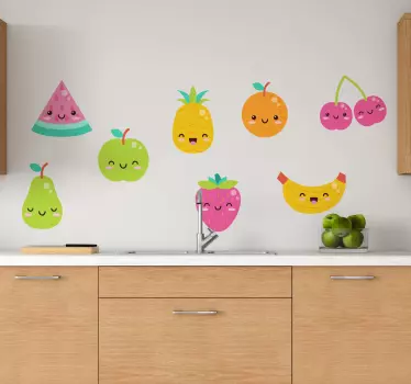 8 cute fruits pack fruit wall sticker - TenStickers
