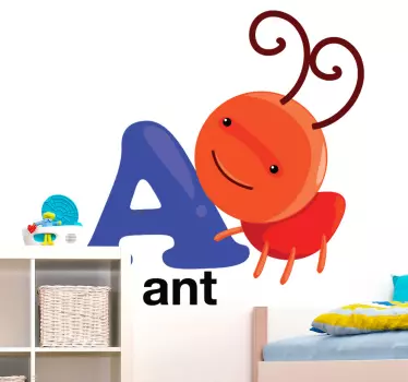 A for Ant Kids Sticker - TenStickers