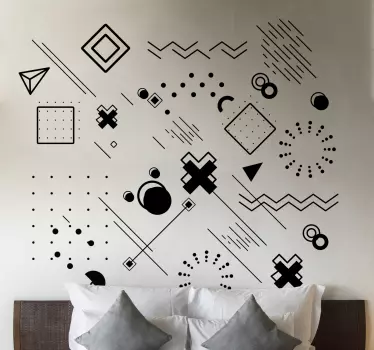 Bedroom wall sticker abstract geometric designs - TenStickers