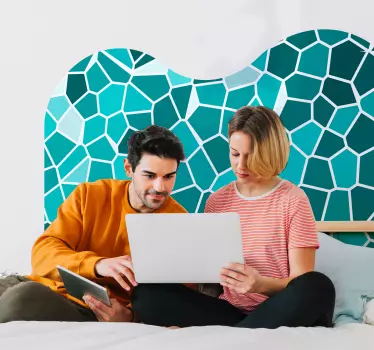 Abstract mosaic headboard wall sticker - TenStickers