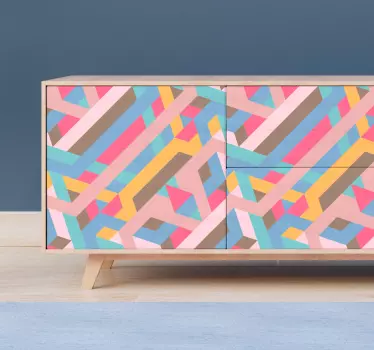 Abstract retro pattern furniture decal - TenStickers