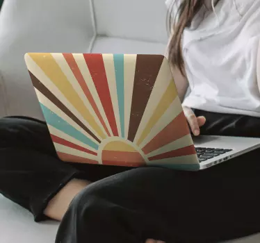 Abstract Vintage Sunset laptop stickers - TenStickers