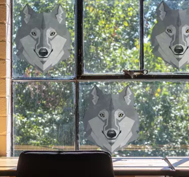 abstract wolf design window decal - TenStickers