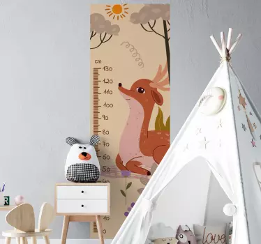 Adorable Deer Growth Chart height chart wall sticker - TenStickers