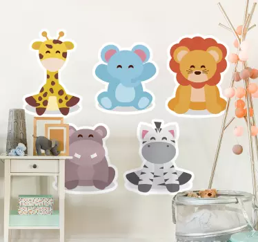 Africa animal illustration wall art decal - TenStickers