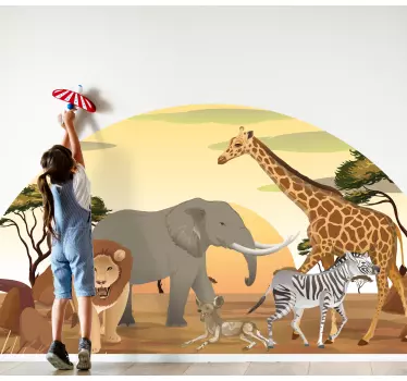 African animals with plants  wild animal sticker - TenStickers