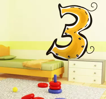 Alphabet sticker playful number three - TenStickers