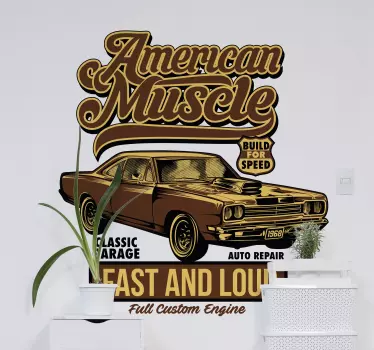 American classic car salon car decal - TenStickers