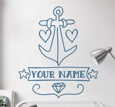Anchor with customizable name nautical wall decal - TenStickers