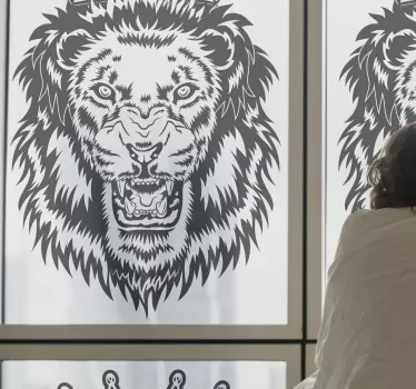 Angry roaring lion king window decal - TenStickers