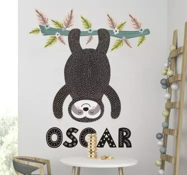 Animal and branch for kids illustration wall art decal - TenStickers