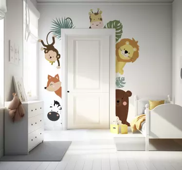 Animals at door glass sticker - TenStickers