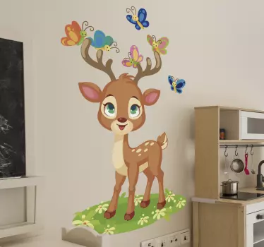 Animated deer illustration wall art - TenStickers