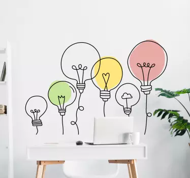 Artistic light bulb office wall sticker - TenStickers