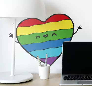 Gay pride flag heart with hands love wall sticker - TenStickers