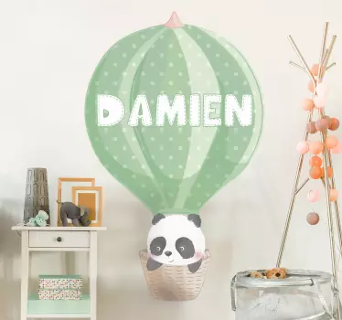 Baby boy personnalised panda illustration sticker - TenStickers