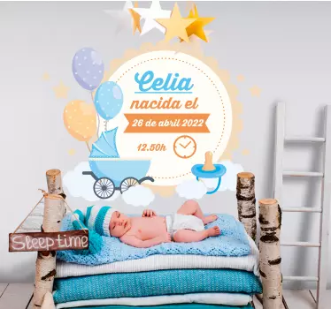 Wall stickers for kid with baby birth details - TenStickers