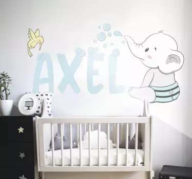 Baby elephant illustration wall art - TenStickers